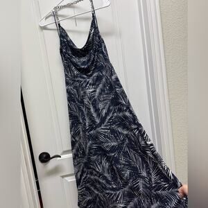 Michael Michael Kors Womens Palm-Print Halter Midi Dress navy small resort wear